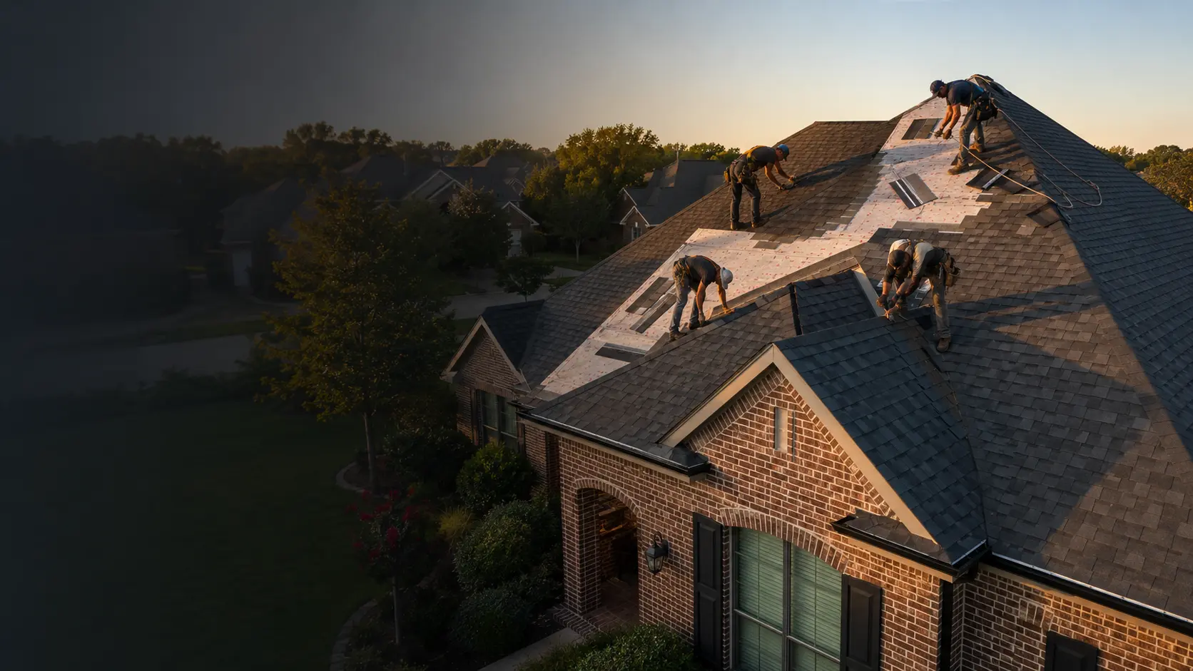 Roofing crew completing a residential roof installation in North Texas